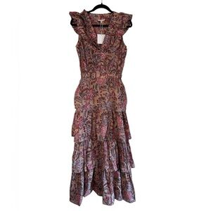 Anna Cate Floral Tiered Maxi Dress Size S